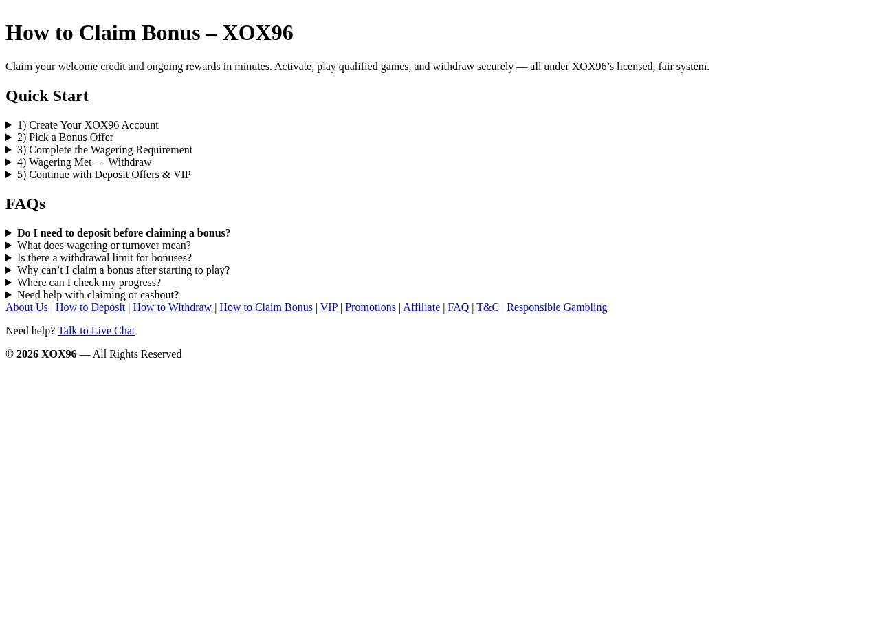 XOX96: Wagering Requirements